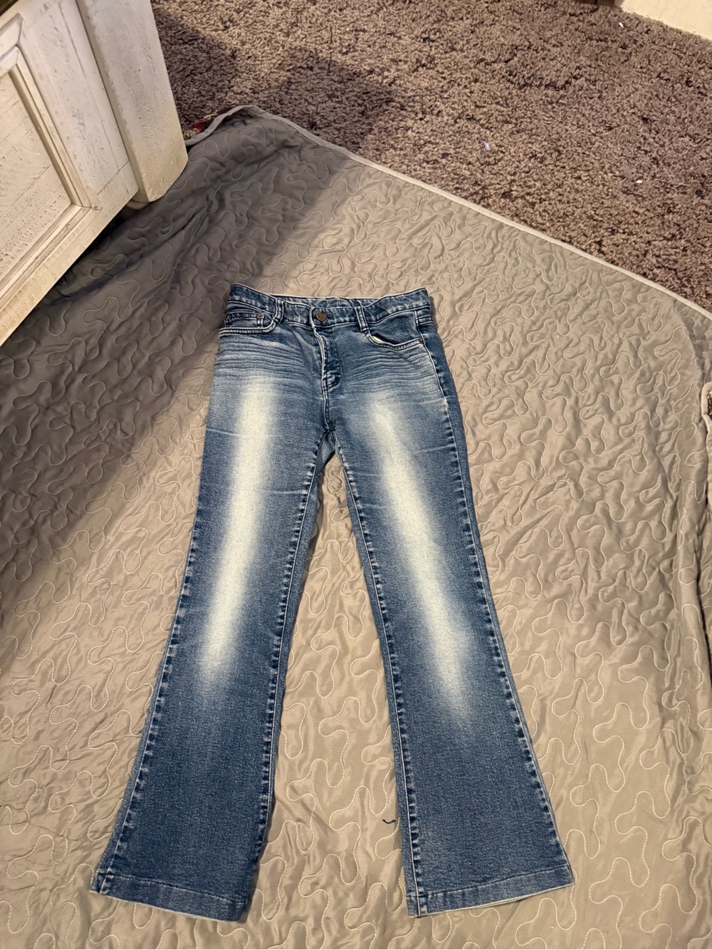 Women's Light Blue Flare Jeans with Faded Front